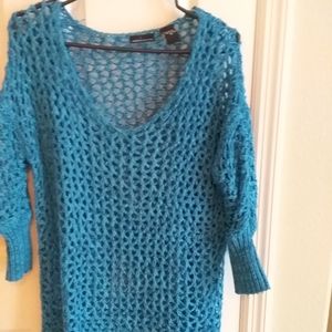 Crochet metallic blue top